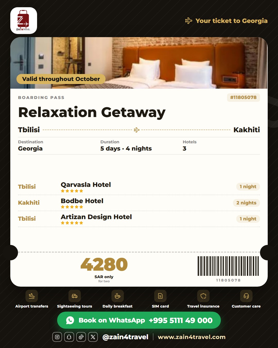 Georgia - Tbilisi & Kakheti Autumn Relaxation Getaway 4 Nights 🍂🍷